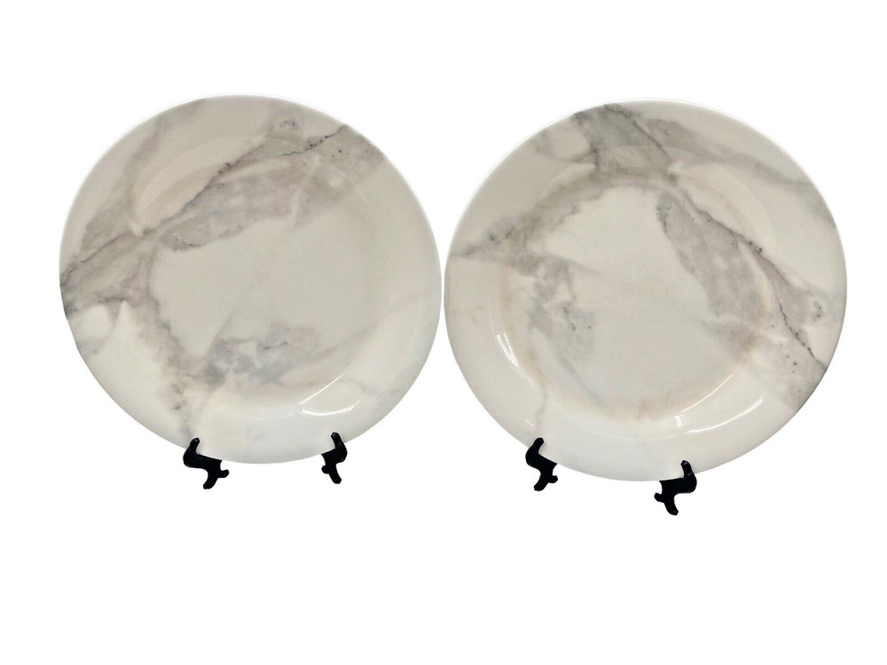 Sasaki Japan Fine China CALCUTTA GREY Dinner Plate 10 5/8" SET Of 2